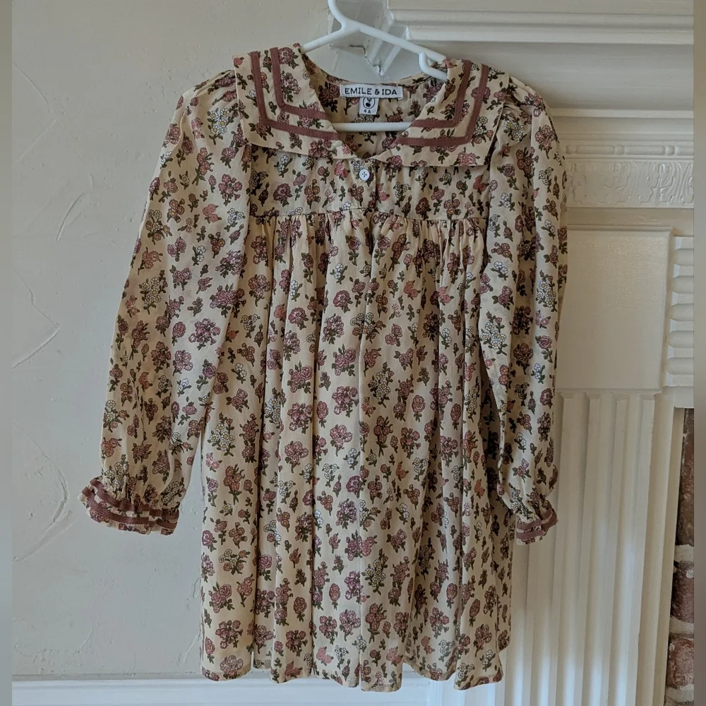 Emile et Ida | Fleurie Sailor Collar Dress Beige - Picture 3 of 3